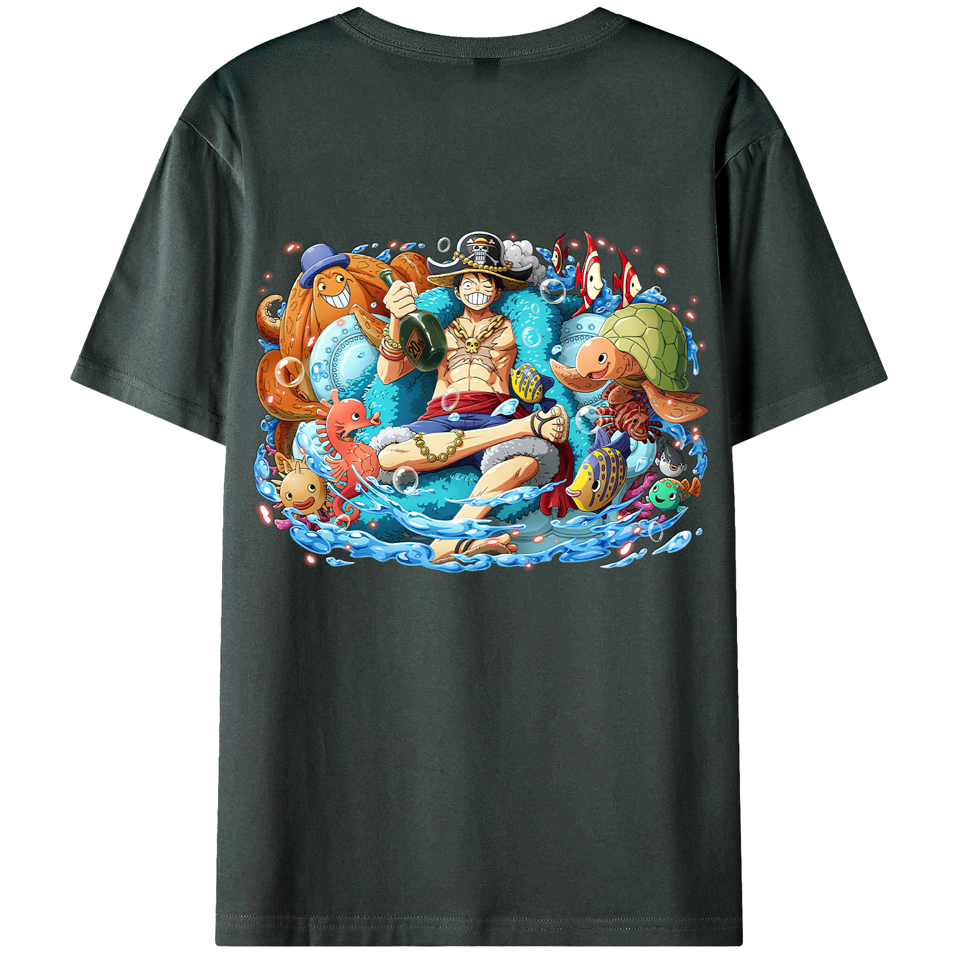 ワンピース モンキー・D・ルフィ ONE PIECE Monkey D. Luffy 綿100％ メンズ半袖Tシャツ（バックプリント） 通気性